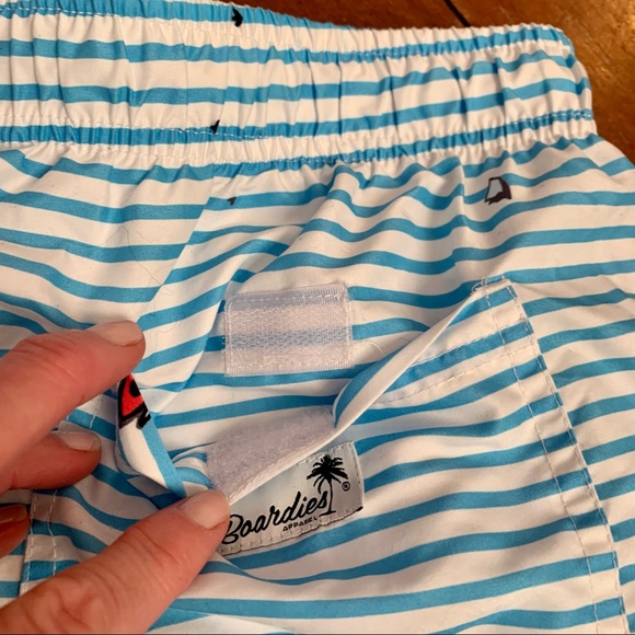 Boardies Blue and White Stripe Swim Trunks - Picture 9 of 12